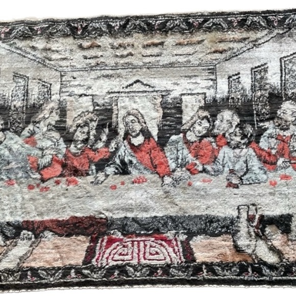 Vintage Last Supper Da Vinci Velvet Wall Hanging - Picture 2 of 7